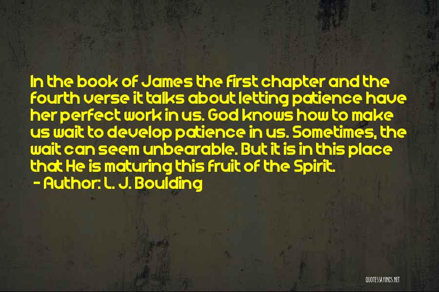 L. J. Boulding Quotes: In The Book Of James The First Chapter And The Fourth Verse It Talks About Letting Patience Have Her Perfect