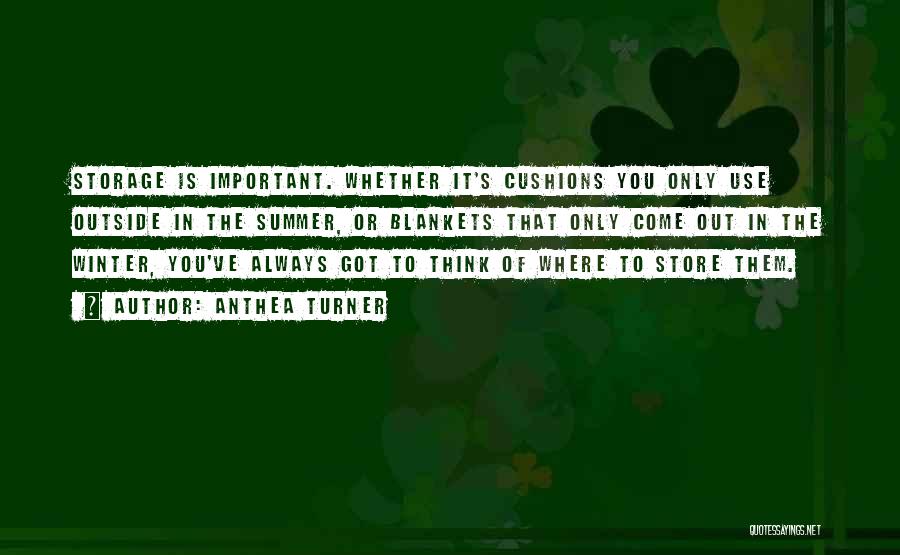 Anthea Turner Quotes: Storage Is Important. Whether It's Cushions You Only Use Outside In The Summer, Or Blankets That Only Come Out In