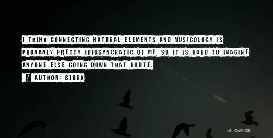 Bjork Quotes: I Think Connecting Natural Elements And Musicology Is Probably Pretty Idiosyncratic Of Me, So It Is Hard To Imagine Anyone