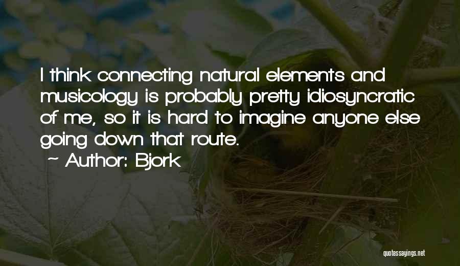 Bjork Quotes: I Think Connecting Natural Elements And Musicology Is Probably Pretty Idiosyncratic Of Me, So It Is Hard To Imagine Anyone