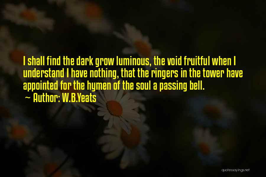 W.B.Yeats Quotes: I Shall Find The Dark Grow Luminous, The Void Fruitful When I Understand I Have Nothing, That The Ringers In