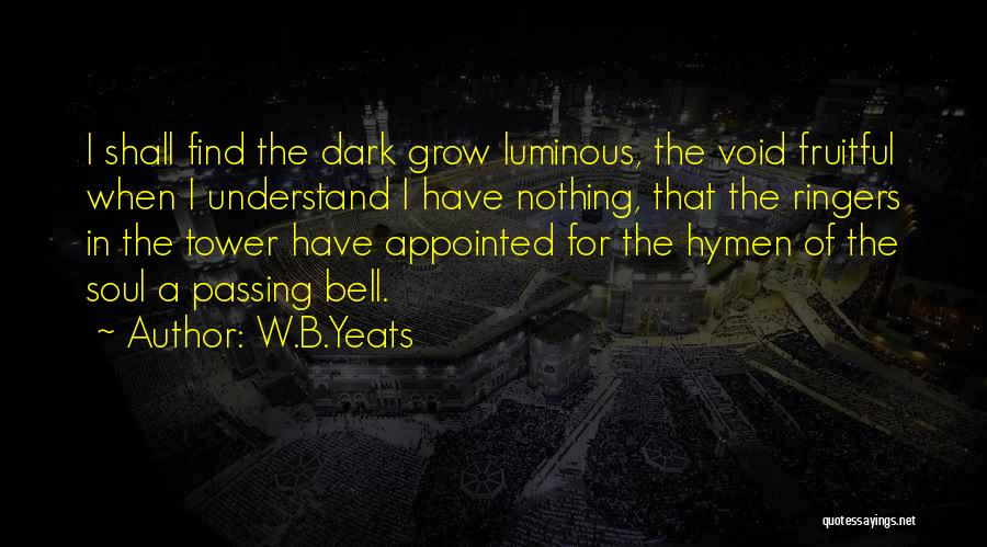 W.B.Yeats Quotes: I Shall Find The Dark Grow Luminous, The Void Fruitful When I Understand I Have Nothing, That The Ringers In