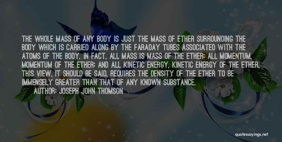 Joseph John Thomson Quotes: The Whole Mass Of Any Body Is Just The Mass Of Ether Surrounding The Body Which Is Carried Along By