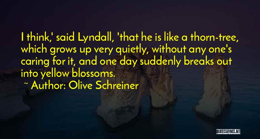 Olive Schreiner Quotes: I Think,' Said Lyndall, 'that He Is Like A Thorn-tree, Which Grows Up Very Quietly, Without Any One's Caring For