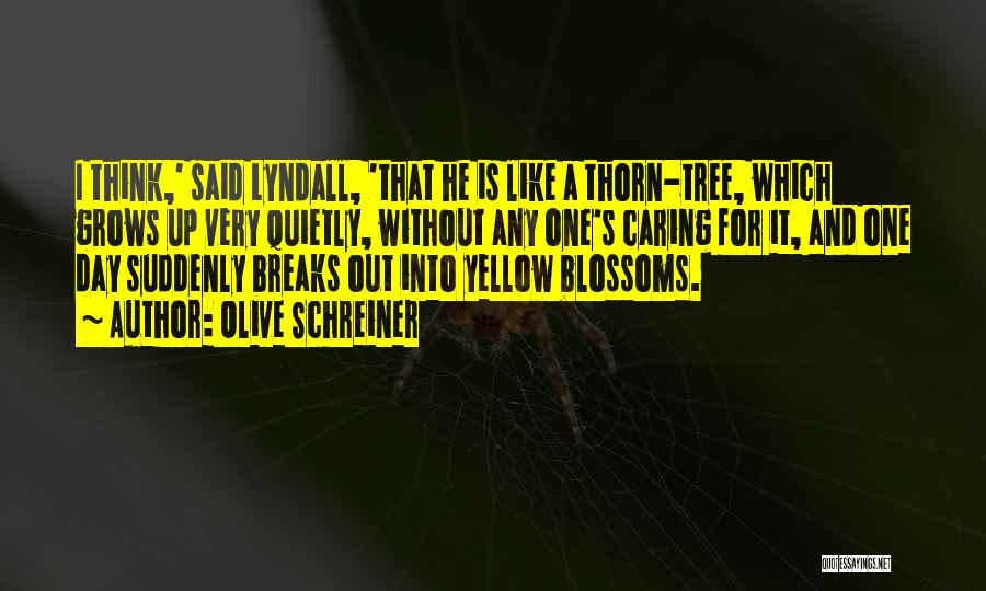 Olive Schreiner Quotes: I Think,' Said Lyndall, 'that He Is Like A Thorn-tree, Which Grows Up Very Quietly, Without Any One's Caring For