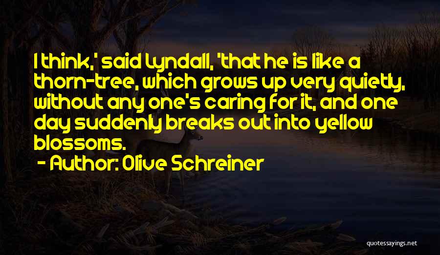 Olive Schreiner Quotes: I Think,' Said Lyndall, 'that He Is Like A Thorn-tree, Which Grows Up Very Quietly, Without Any One's Caring For