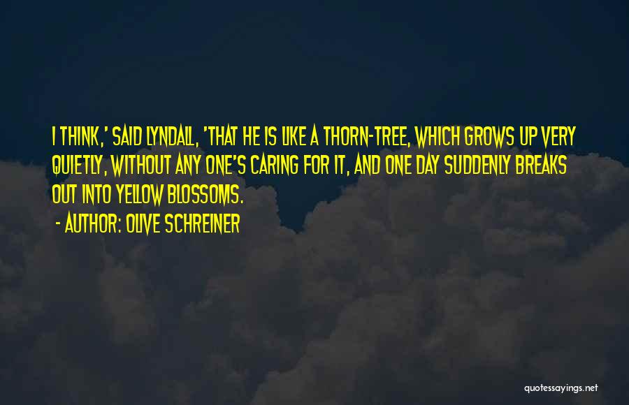 Olive Schreiner Quotes: I Think,' Said Lyndall, 'that He Is Like A Thorn-tree, Which Grows Up Very Quietly, Without Any One's Caring For