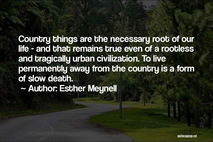 Esther Meynell Quotes: Country Things Are The Necessary Root Of Our Life - And That Remains True Even Of A Rootless And Tragically