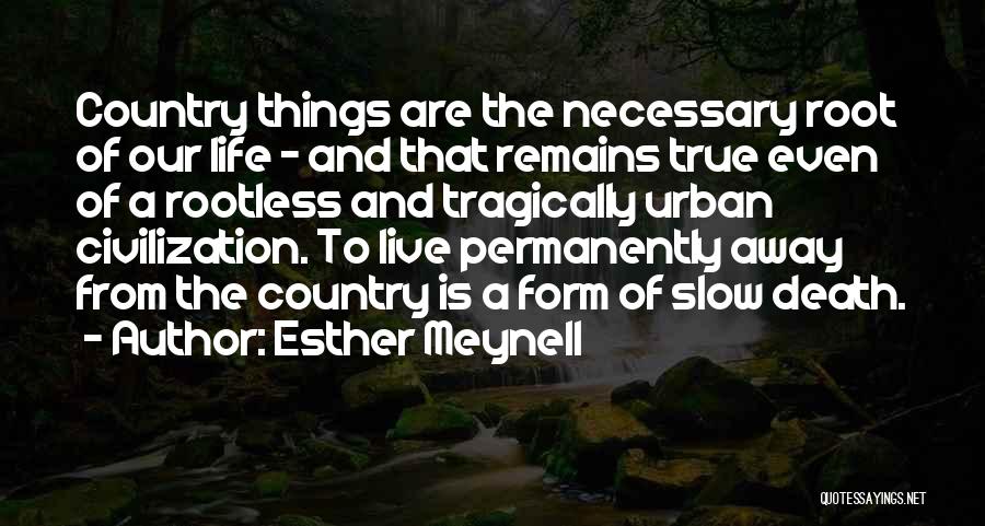 Esther Meynell Quotes: Country Things Are The Necessary Root Of Our Life - And That Remains True Even Of A Rootless And Tragically