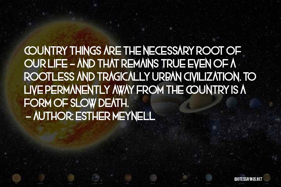 Esther Meynell Quotes: Country Things Are The Necessary Root Of Our Life - And That Remains True Even Of A Rootless And Tragically