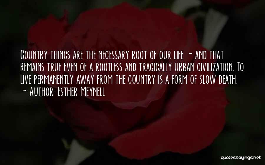 Esther Meynell Quotes: Country Things Are The Necessary Root Of Our Life - And That Remains True Even Of A Rootless And Tragically