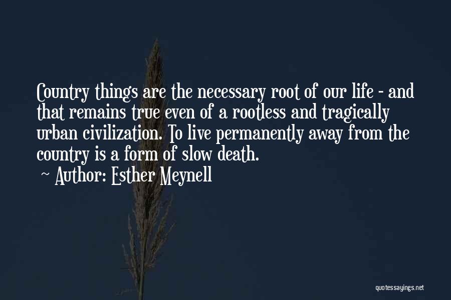 Esther Meynell Quotes: Country Things Are The Necessary Root Of Our Life - And That Remains True Even Of A Rootless And Tragically