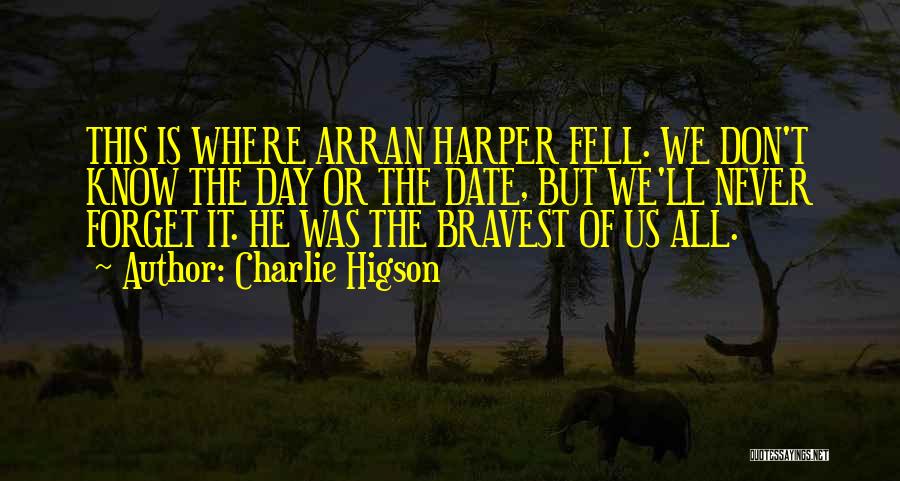 Charlie Higson Quotes: This Is Where Arran Harper Fell. We Don't Know The Day Or The Date, But We'll Never Forget It. He