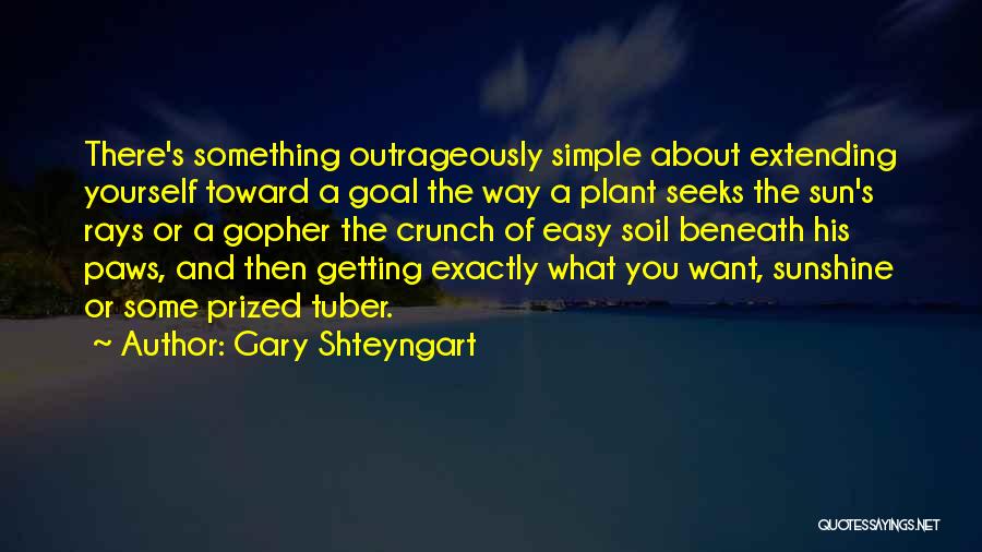 Gary Shteyngart Quotes: There's Something Outrageously Simple About Extending Yourself Toward A Goal The Way A Plant Seeks The Sun's Rays Or A