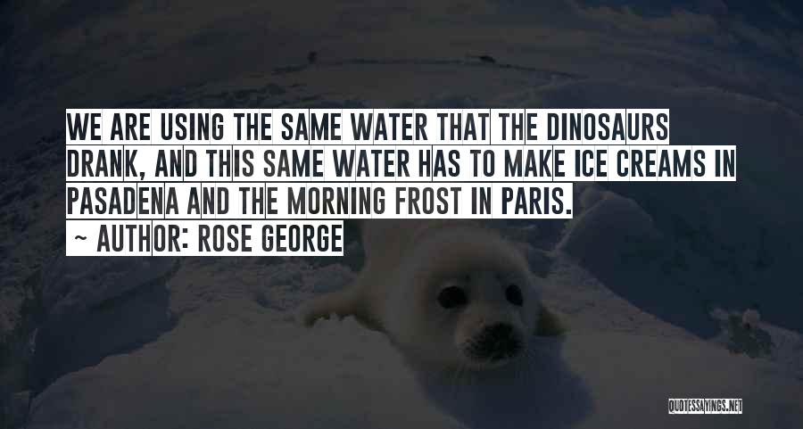 Rose George Quotes: We Are Using The Same Water That The Dinosaurs Drank, And This Same Water Has To Make Ice Creams In