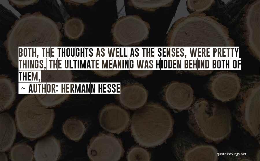 Hermann Hesse Quotes: Both, The Thoughts As Well As The Senses, Were Pretty Things, The Ultimate Meaning Was Hidden Behind Both Of Them,