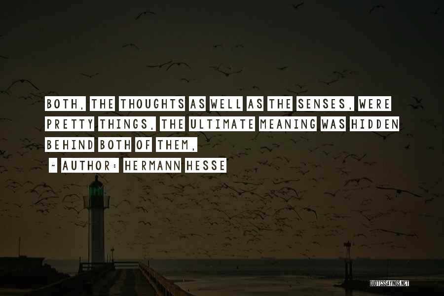 Hermann Hesse Quotes: Both, The Thoughts As Well As The Senses, Were Pretty Things, The Ultimate Meaning Was Hidden Behind Both Of Them,