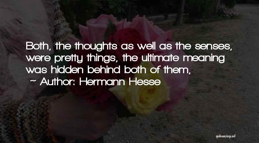 Hermann Hesse Quotes: Both, The Thoughts As Well As The Senses, Were Pretty Things, The Ultimate Meaning Was Hidden Behind Both Of Them,