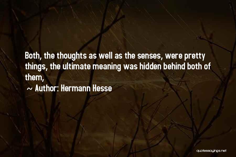 Hermann Hesse Quotes: Both, The Thoughts As Well As The Senses, Were Pretty Things, The Ultimate Meaning Was Hidden Behind Both Of Them,