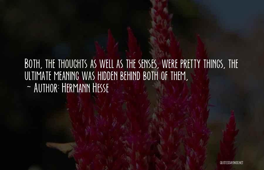 Hermann Hesse Quotes: Both, The Thoughts As Well As The Senses, Were Pretty Things, The Ultimate Meaning Was Hidden Behind Both Of Them,