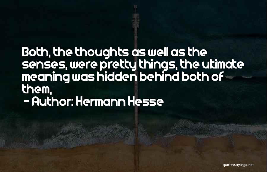 Hermann Hesse Quotes: Both, The Thoughts As Well As The Senses, Were Pretty Things, The Ultimate Meaning Was Hidden Behind Both Of Them,