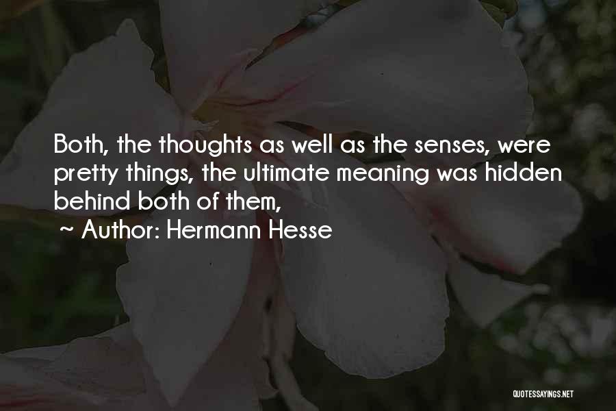 Hermann Hesse Quotes: Both, The Thoughts As Well As The Senses, Were Pretty Things, The Ultimate Meaning Was Hidden Behind Both Of Them,