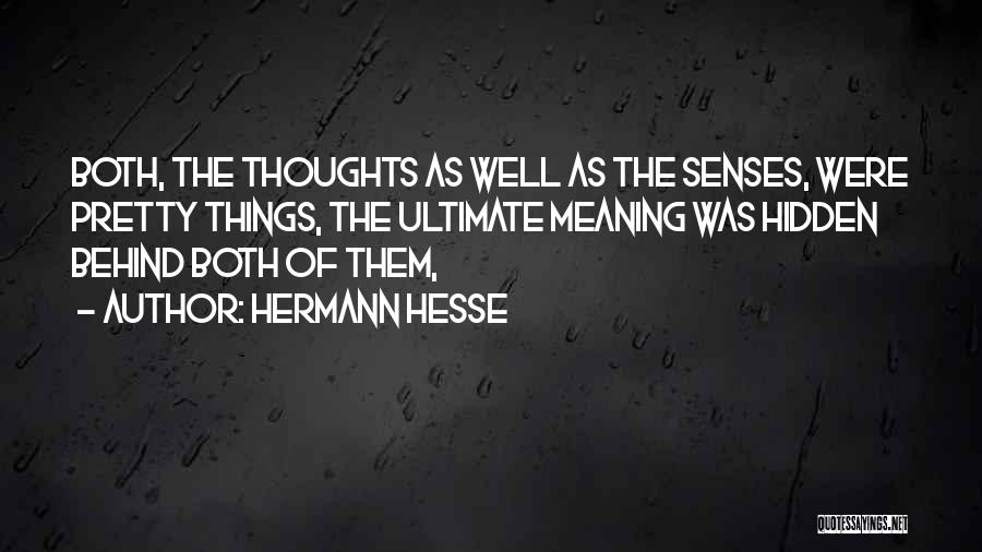 Hermann Hesse Quotes: Both, The Thoughts As Well As The Senses, Were Pretty Things, The Ultimate Meaning Was Hidden Behind Both Of Them,