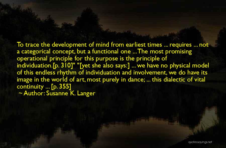 Susanne K. Langer Quotes: To Trace The Development Of Mind From Earliest Times ... Requires ... Not A Categorical Concept, But A Functional One