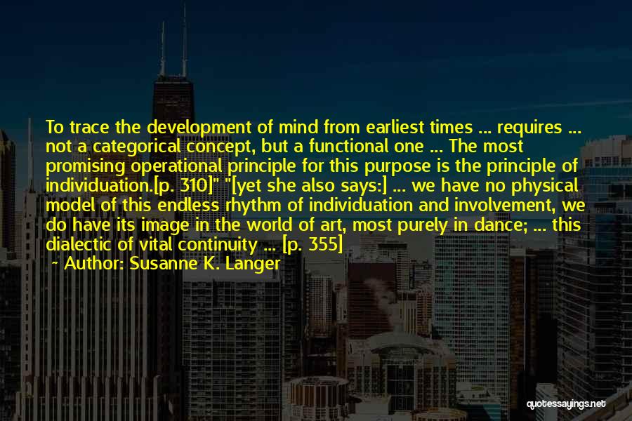 Susanne K. Langer Quotes: To Trace The Development Of Mind From Earliest Times ... Requires ... Not A Categorical Concept, But A Functional One