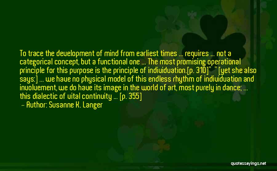 Susanne K. Langer Quotes: To Trace The Development Of Mind From Earliest Times ... Requires ... Not A Categorical Concept, But A Functional One
