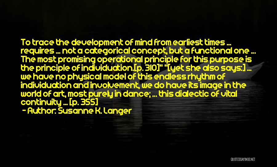 Susanne K. Langer Quotes: To Trace The Development Of Mind From Earliest Times ... Requires ... Not A Categorical Concept, But A Functional One