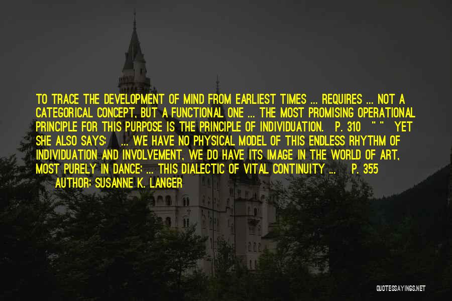 Susanne K. Langer Quotes: To Trace The Development Of Mind From Earliest Times ... Requires ... Not A Categorical Concept, But A Functional One