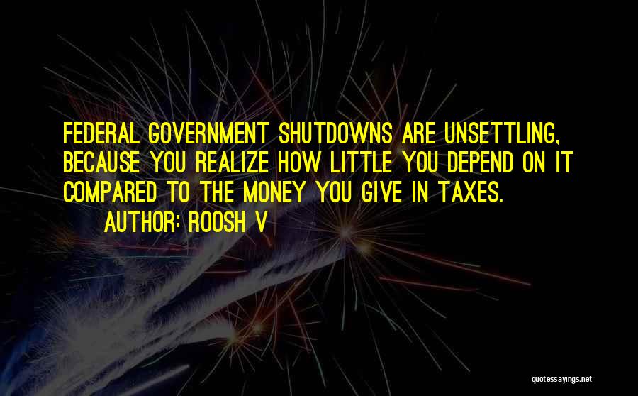 Roosh V Quotes: Federal Government Shutdowns Are Unsettling, Because You Realize How Little You Depend On It Compared To The Money You Give