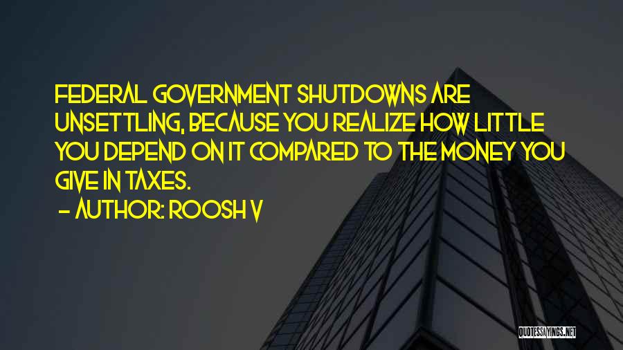 Roosh V Quotes: Federal Government Shutdowns Are Unsettling, Because You Realize How Little You Depend On It Compared To The Money You Give