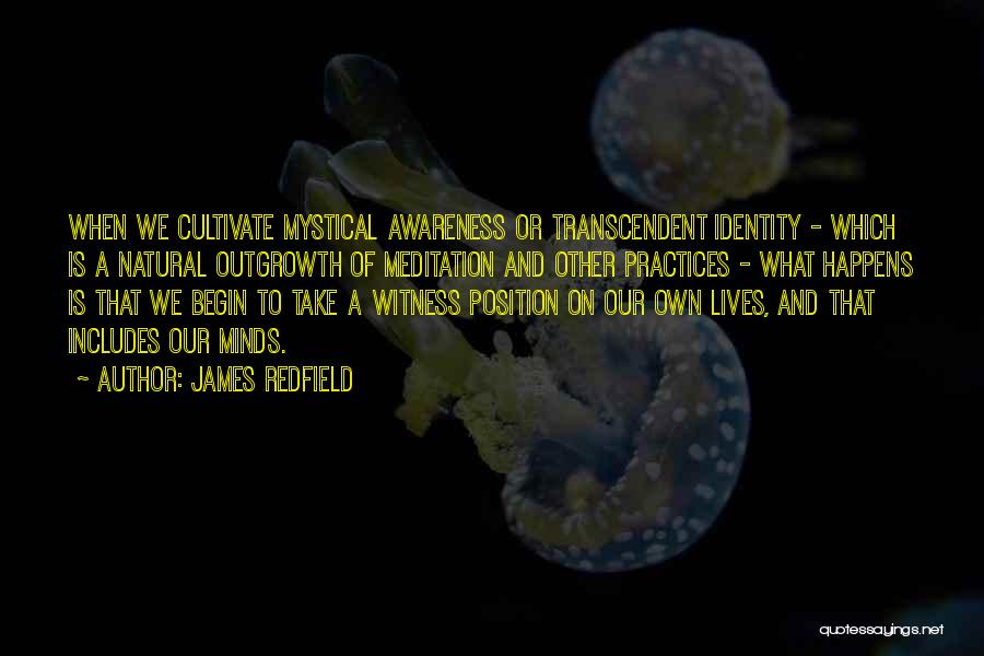 James Redfield Quotes: When We Cultivate Mystical Awareness Or Transcendent Identity - Which Is A Natural Outgrowth Of Meditation And Other Practices -