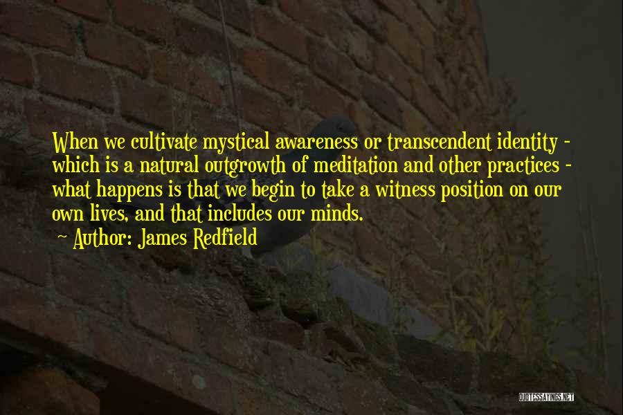 James Redfield Quotes: When We Cultivate Mystical Awareness Or Transcendent Identity - Which Is A Natural Outgrowth Of Meditation And Other Practices -