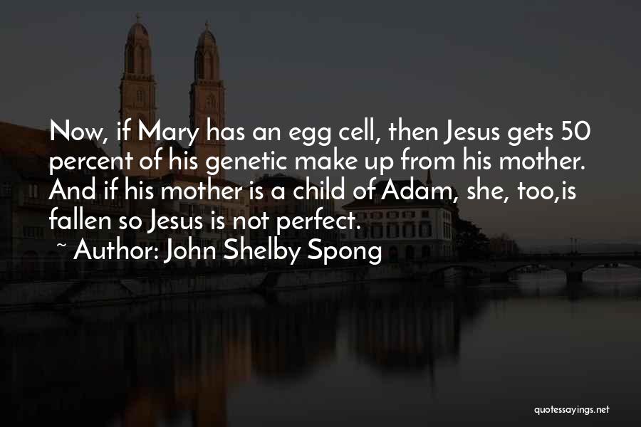 John Shelby Spong Quotes: Now, If Mary Has An Egg Cell, Then Jesus Gets 50 Percent Of His Genetic Make Up From His Mother.
