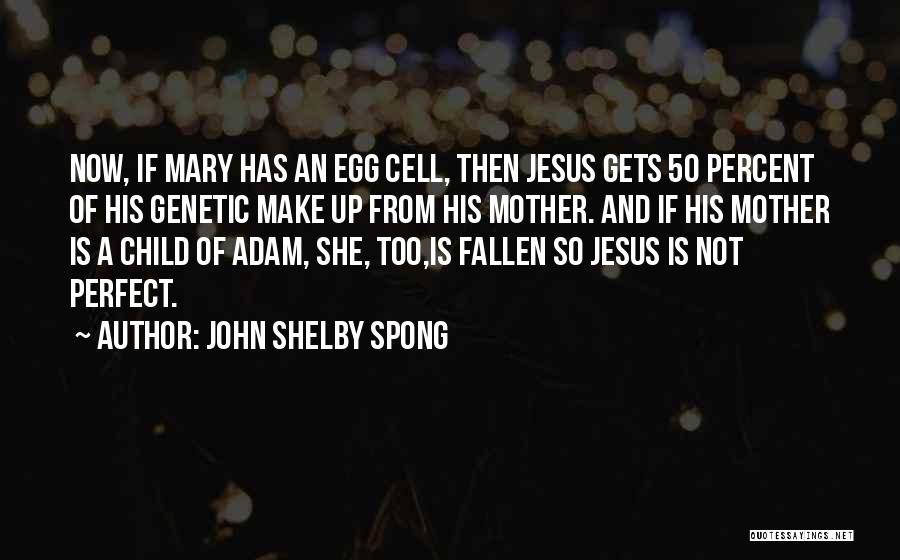 John Shelby Spong Quotes: Now, If Mary Has An Egg Cell, Then Jesus Gets 50 Percent Of His Genetic Make Up From His Mother.