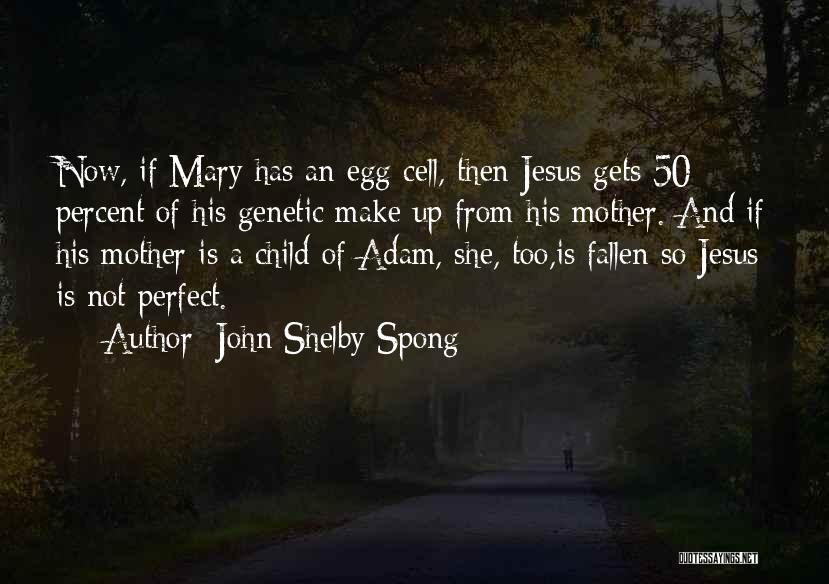 John Shelby Spong Quotes: Now, If Mary Has An Egg Cell, Then Jesus Gets 50 Percent Of His Genetic Make Up From His Mother.