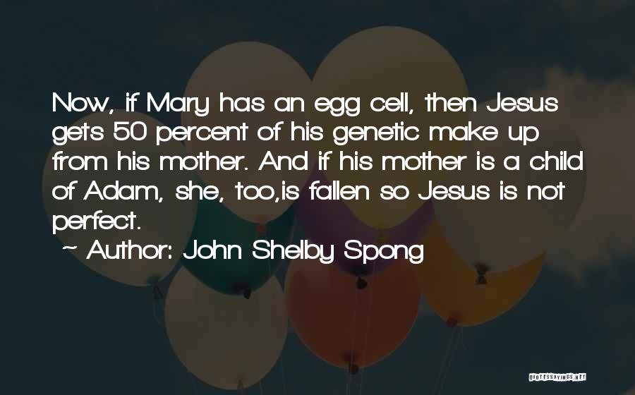 John Shelby Spong Quotes: Now, If Mary Has An Egg Cell, Then Jesus Gets 50 Percent Of His Genetic Make Up From His Mother.