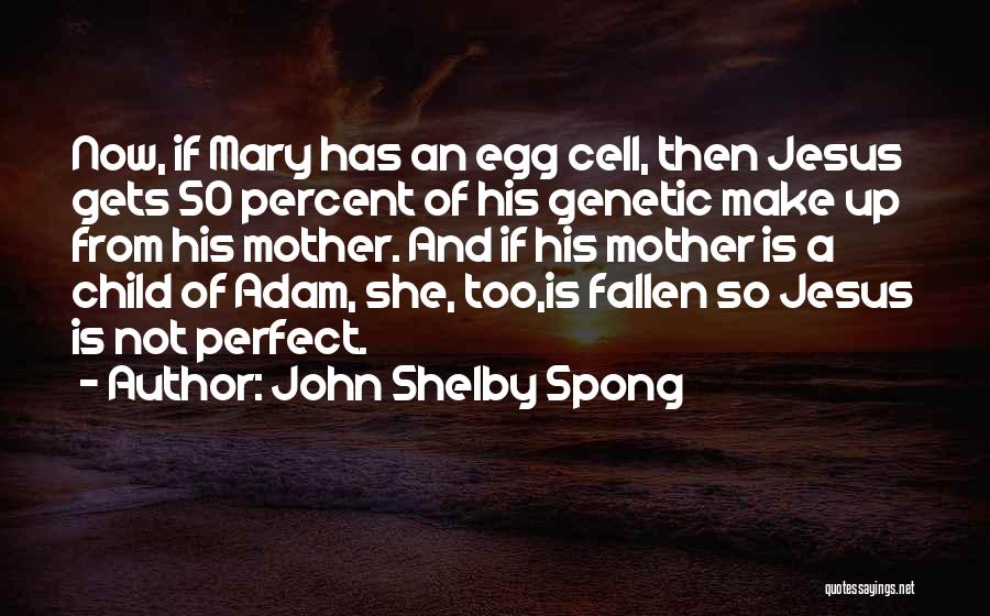 John Shelby Spong Quotes: Now, If Mary Has An Egg Cell, Then Jesus Gets 50 Percent Of His Genetic Make Up From His Mother.