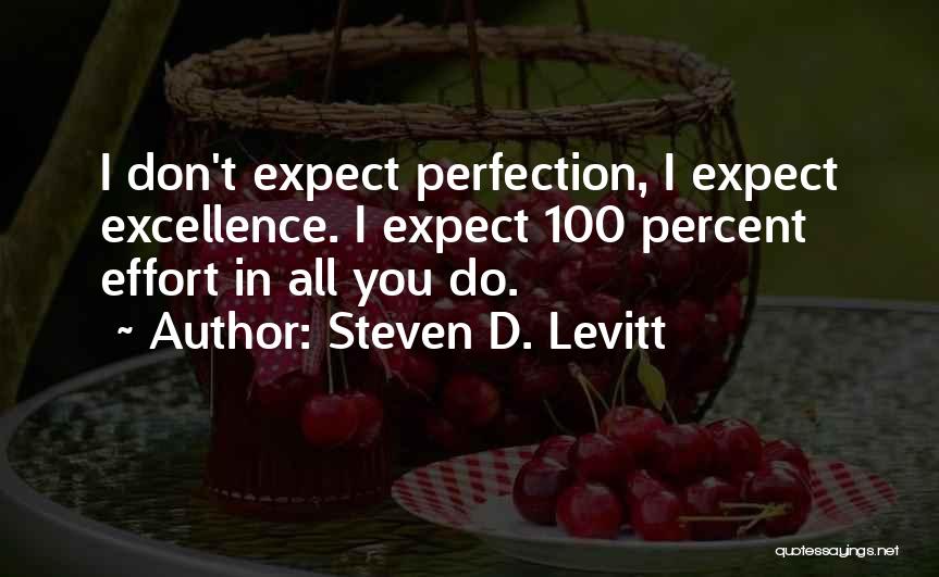 Steven D. Levitt Quotes: I Don't Expect Perfection, I Expect Excellence. I Expect 100 Percent Effort In All You Do.