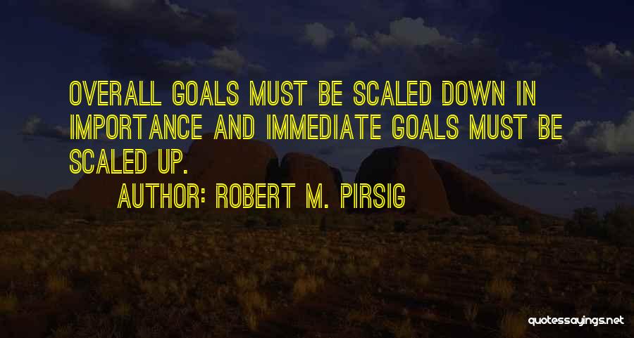 Robert M. Pirsig Quotes: Overall Goals Must Be Scaled Down In Importance And Immediate Goals Must Be Scaled Up.