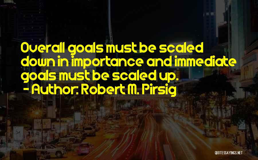 Robert M. Pirsig Quotes: Overall Goals Must Be Scaled Down In Importance And Immediate Goals Must Be Scaled Up.