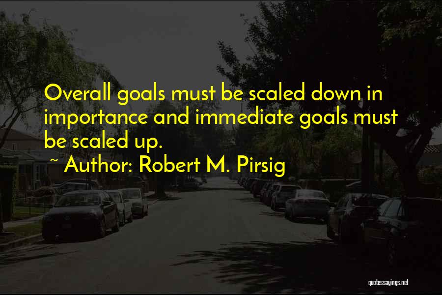 Robert M. Pirsig Quotes: Overall Goals Must Be Scaled Down In Importance And Immediate Goals Must Be Scaled Up.