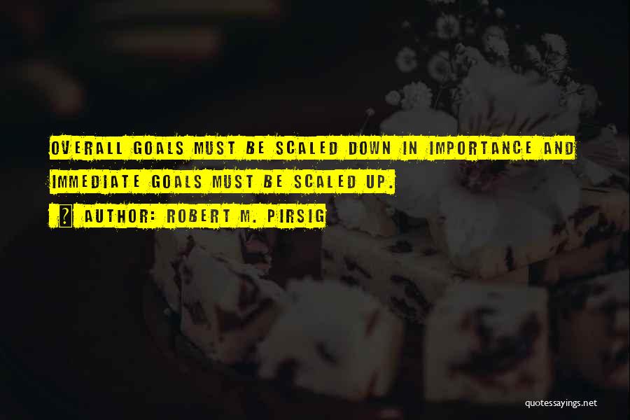 Robert M. Pirsig Quotes: Overall Goals Must Be Scaled Down In Importance And Immediate Goals Must Be Scaled Up.