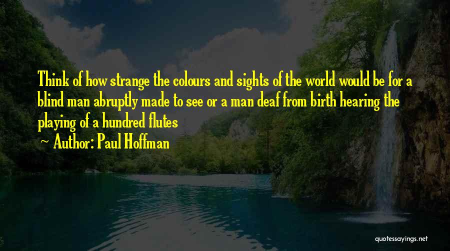 Paul Hoffman Quotes: Think Of How Strange The Colours And Sights Of The World Would Be For A Blind Man Abruptly Made To