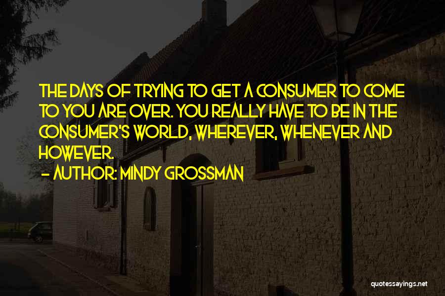 Mindy Grossman Quotes: The Days Of Trying To Get A Consumer To Come To You Are Over. You Really Have To Be In