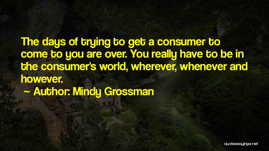 Mindy Grossman Quotes: The Days Of Trying To Get A Consumer To Come To You Are Over. You Really Have To Be In