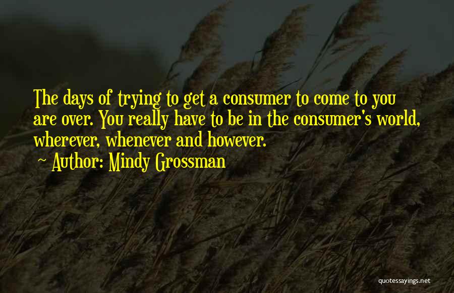 Mindy Grossman Quotes: The Days Of Trying To Get A Consumer To Come To You Are Over. You Really Have To Be In